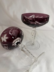 Set of 2 Vintage Lausitzer Amethyst Champagne Coupes