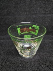Vintage MCM Green Gold Architectural Rocks Glasses Set of 5 Old Fashioned