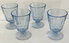 Set of 4 Cambridge Glass Jefferson Light Blue 5 oz Footed Tumblers 1401