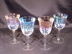 West Virginia Glass Specialty Iridescent Luster Water Goblets Set of 4