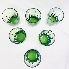 Anchor Hocking Central Park Glasses Ivy Green Old Fashion or Juice Set of 6