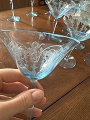 Vintage Fostoria Vernon Azure Blue 6 oz Champagne Tall Sherbet 6″ Lot Of 10 READ