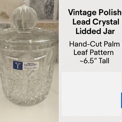Vintage Hand-Cut 24% Lead Crystal Lidded, Made in Poland Starburst Floral Design
