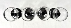 💥Vintage Luminarc France Black Stem Wine Glasses Set 4 Clear Bowl Goblets.