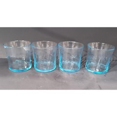 Wheaton Optical Blue Tint Tumblers, Set of 4, Swirl Design, Vintage Drinkware