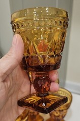 Indiana Glass Colony Park Lane Amber Glass Wine Or Cordial Goblets Set Of 8