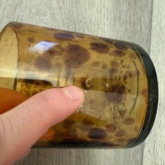 VTG MCM Tortoise Shell Art Glass Tumbler Hand Blown Pontil Amber 3.75″ Glass