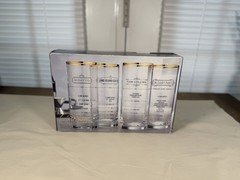 Cellini Set of 4 Tall Cooler Glasses 16oz 18K Gold Rim Cocktail Recipe Highball
