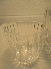 MOSER ??? HEAVY CLEAR CRYSTAL RIBBED DESIGN TUMBLE UP BEDSIDE CRAFTE