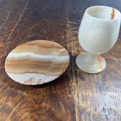 Handcrafted Marble Goblet and Saucer – Elegant Decorative Accent