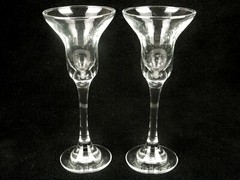 Bell Shaped Cordials, Set of 2, Stemmed on Footed Base, Dinner Candle Holders