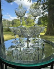 Set Of 8 Webb England Rock Crystal Cut Glass Port Wine Stems C 1900