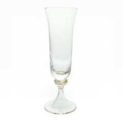 Murano Torcée Single Hand Blown Fluted Champagne Glass 7 7/8” 8oz Gold Swirl