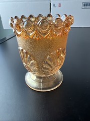 Westmoreland Shell & Jewels Iridized Carnival glass open sugar bowl