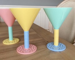 Memphis Design Martini Glasses Plastic Outdoor – Art Deco Style Pastel Set of 4