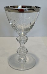 Cordial Glasses Crystal Etched W/ Silver Rim Set of 9