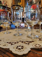 4″ Wine Glass Silver Rim Tulip Flare Aperatif Cordial Mid-Century (SET Of 6)