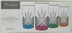 GODINGER DUBLIN MULTI COLOR SET OF 4 HIGHBALL CRYSTAL GLASSES