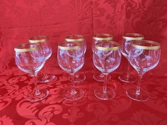 vintage Gold Trim wine 8 glasses,