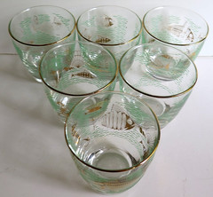 LOT OF 6 Vintage MCM LIBBEY MARINE LIFE Fish Lowball Cocktail Glasses