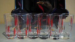 8 Arcoroc Octime Shot Glasses & Serving Tray