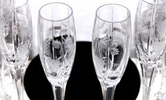 Mikasa Bacchus Champagne Glass LOT 8 Cut Glass Grapes Clusters – 10.75 inch