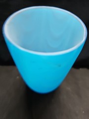 4″ Blue Drape Satin Cased Glass Victorian Tumbler