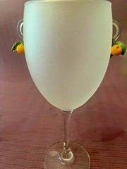 2 Pc. 7.5” Vintage Etched Wine Glasses -“Carmen Miranda” Asta Glass