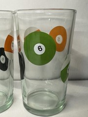 4 MCM Billiard Ball Highball-Pint Bar Glass Set-Pool Parlor 5 1/2” 16 oz