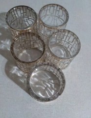 Imperial Glass Shoji Trellis 22K Gold Cocktail Highball Barware Glasses Set (5)