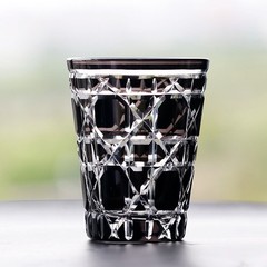 Hand Cut To Clear 10oz Black Old Fashioned Highball Whiskey Glasses Gift Box