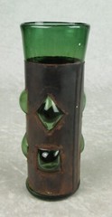 Felipe Derflingher Caged Imprisoned Green Drinking Glass 7-3/8 in Tall MCM