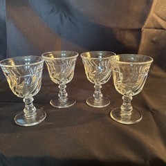 Set Of 4 Fostoria COLONY CRYSTAL 4 1/4″ – 3 1/4 OZ WINE GOBLETS