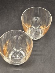 2 Etched HENNESSY BACCARAT Gold Flash Cognac Old Fashion Rocks Barware EUC