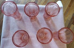 Set Of 6 Indiana Glass Recollection Pink Madrid Etched Glass Tumblers