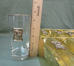 Libbey Glass UNICORN Crown Collection Vintage Gold Medallion Tumblers Set of 8