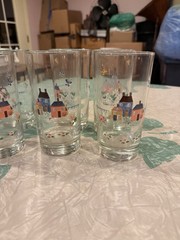 Lot Of 8 Vintage Heartland International Pattern Glasses 12 Oz