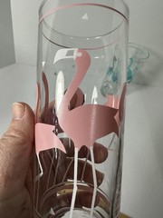 2 Vintage 70’s Libbey Flamingo Highball Tom Collins Barware Glass Tumblers 7”