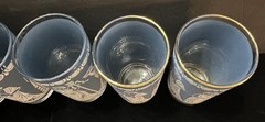 Wedgewood Blue Gray Greek Roman 10 oz Gold Trim Tumblers Set Of 6
