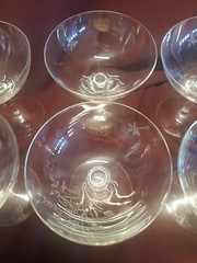 ROYAL MOSELLE «HARVEST» FLORAL CUT GLASS CHAMPAGNE CRYSTAL STEMWARE – 6 glasses