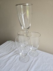 Set Of 4 VTG Lyndley Platinum Trim Tiffin-Francisan Etched Ice Tea Glasses