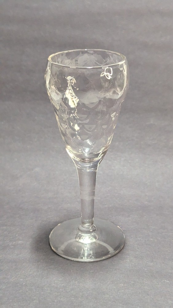 Vintage Fish Scale Scalloped Acorn Texture Clear Cordial Glass 3 11/16″ Tall