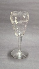 Vintage Fish Scale Scalloped Acorn Texture Clear Cordial Glass 3 11/16″ Tall