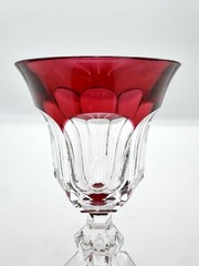 Val St Lambert Metternich Tcpl – Ruby Cased White Wine Glasses 5 1/4″, Set of 2