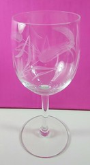 Lot of 6 ~ Cut Glass Foxtail Tiger Cat Tail Wheat Grass Vintage Wine Glasses EUC