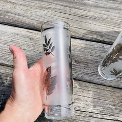 8 Libbey Silver Leaf Ice Tea/Tom Collins Drinking Glasses Frosted 14 Oz Barware