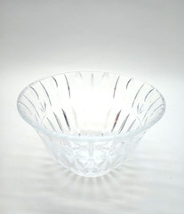 Crystal Glass Serving Bowl – Decorative Textured Ribbed Fruit Salad 5″ Tall