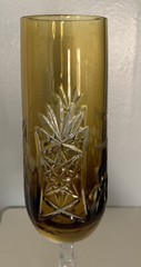 Vintage Cut To Clear Bohemian Amber Color Flute Champagne Made In Germany