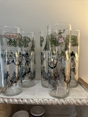 5 Vtg Mcm Libbey Paris London Spain Tom Collins Glasses Tumblers Highball