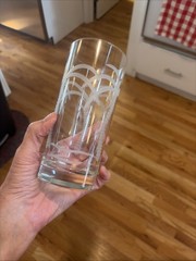 4 Deep Etched Rolf Glass Palm Trees Tall Tumblers Highball 6.25”